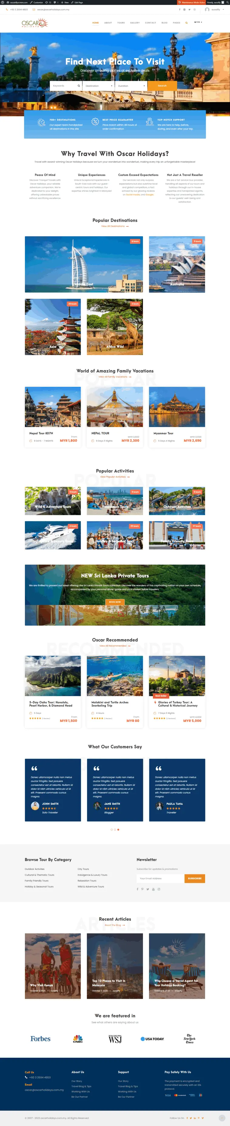 travel website development