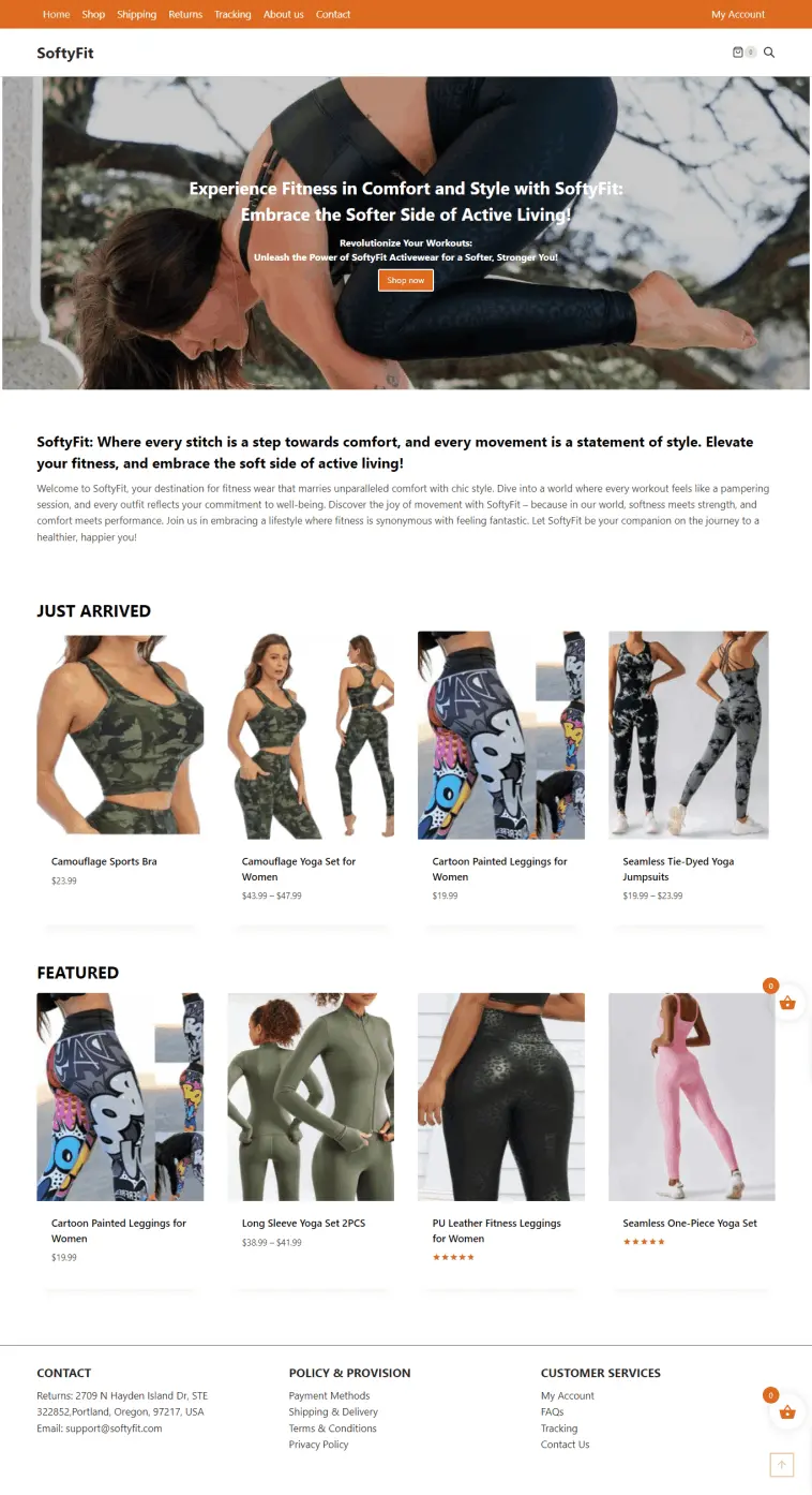 sportswear ecommerce website development